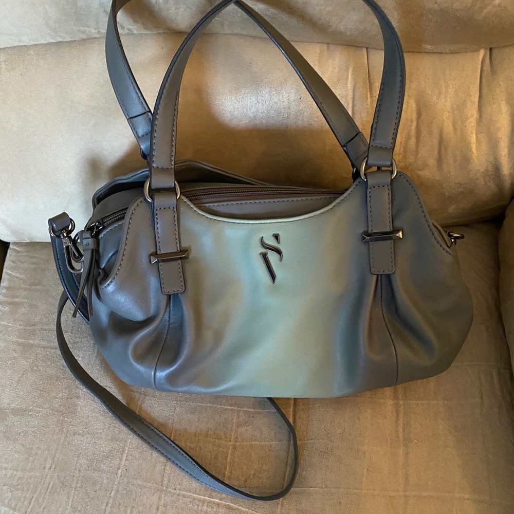 Simply Vera Vera Wang Gray Satchel with Soft Leather and Long Handles
